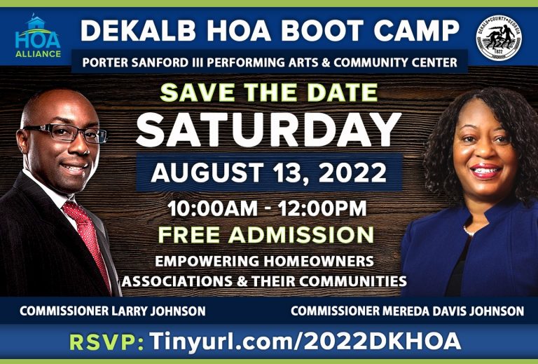 Join us August 13th in person for the 2022 DeKalb County HOA Boot Camp!