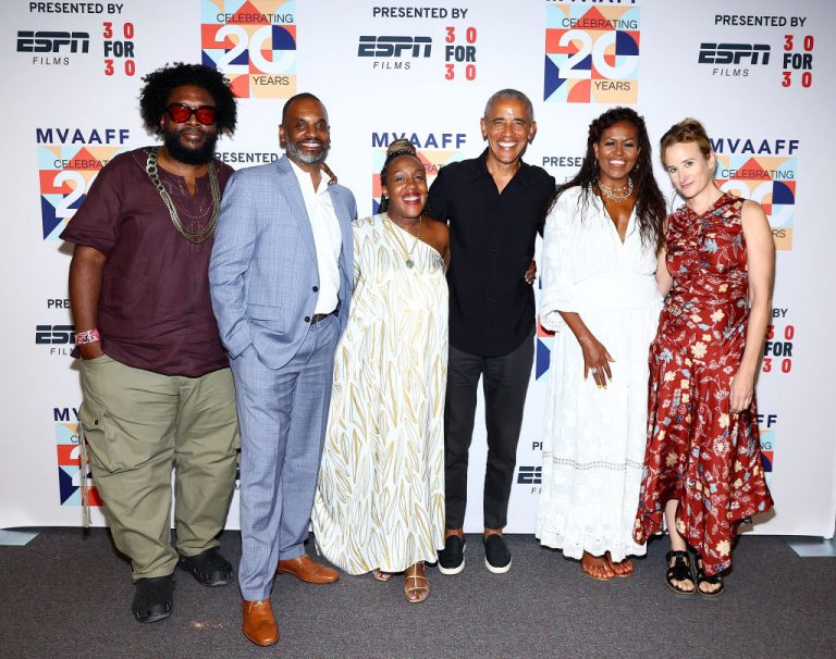 Surprise! Uncle Barack & Auntie Michelle Obama Pop Up At Premiere of Netflix Doc “Descendant”